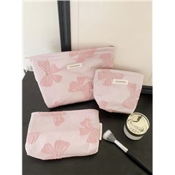 Retro cosmetic bag with bow, lipstick for skin care, handheld capacious storage bag