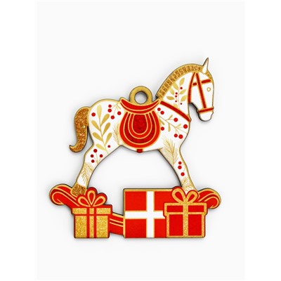 Ёлочная игрушка деревянная «Новогодний конь», набор 10 шт.