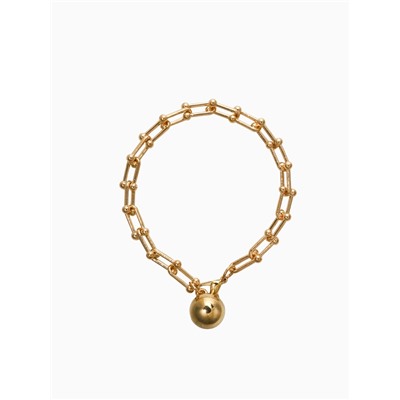 Браслет цепочка с подвеской «Шарик», L=22 см, металл, цвет золото