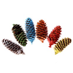 Новогодний декор «Цветные шишки» 6 шт., МИКС