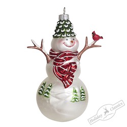 Снеговик в шапке-елочке (стекло) 10х6,5х14 см