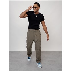 Брюки утепленный мужской зимние спортивные коричневого цвета 21137K