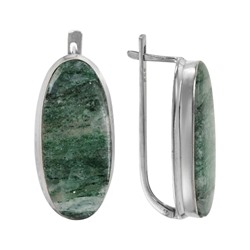 Серьги 'Пуща' с моховым агатом, родий ИВСК31115-34АГ2R6