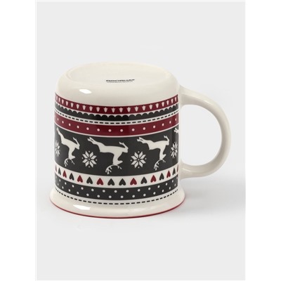 Кружка Доляна «Новый год. Олени», 380 мл, фарфор, белая