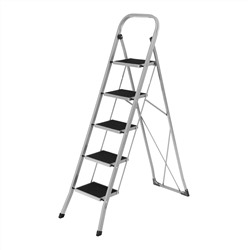 Стремянка стальная, 5 широких ступеней 20х30 см с полимерным покрытием Сибртех