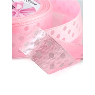 Лента атласная «Горошек», 15 мм, 23±1 м, розовая №004