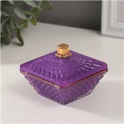 Шкатулка для украшений «Вспышка», стекло, сирень с золотом 7.5×7.5×6 см