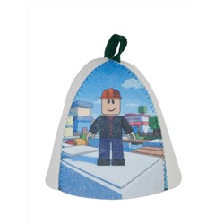 Шапка банная детская с принтом "Robobox", войлок белый