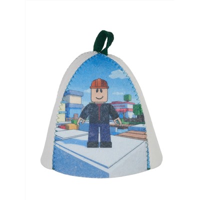 Шапка банная детская с принтом "Robobox", войлок белый