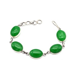Браслет из хризопраза в посеребрении овал 18*14мм, 16см.