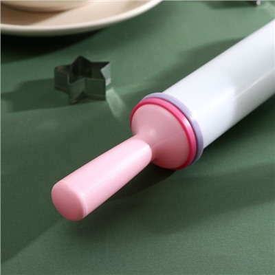 Скалка с ограничителями кондитерская, 35.5×4.5 см, белая