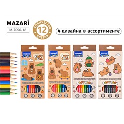 Карандаши 12цв КАПИБАРА деревян шестигран 2,8мм Mazari M-7096-12/12/Китай