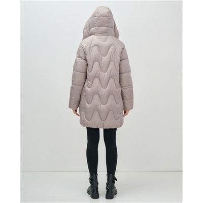 Куртка зимняя женская с капюшоном модная светло-коричневого цвета 7653SK