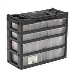 Органайзер для хранения с выдвижными лотками 310х150х260мм, 4 секции, пластик Stels