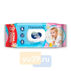 Салфетки влажные Ultra Fresh Baby для детей и мам с клапаном, 120 шт.
