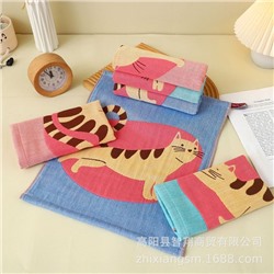 Zhiyang towel, four-layer cotton jacquard gauze, stretch cat square towel, soft absorbent kitchen towel factory price wholesale