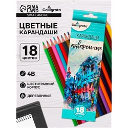 Карандаши цветные акварельные 18 цветов, в картонной коробке, заточенные