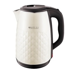 Чайник Kelli KL-1803 2400Вт объем 2,5л металл двойные стенки Кофейный бело-черный (12)