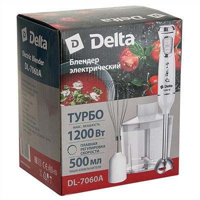 Блендер погружной 1200 Вт DELTA DL-7060A с измельчителем, венчиком, белый