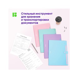 Папка 5 отделений Berlingo "Haze", А4, 600мкм, на кнопке, голубая, софт-тач