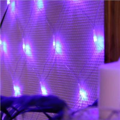 Гирлянда «Сеть» 1.6 × 1.6 м, IP20, прозрачная нить, 144 LED, 8 режимов, 220 В, свечение синее