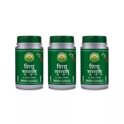 Набор Шигру Гуггулу (3 x 40 таб, 380 мг), Shigru Guggulu Set, произв. Basic Ayurveda