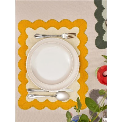 Салфетка под приборы с контрастным кантом горчичного цвета из коллекции Trendy Ruffles, 35х45 см