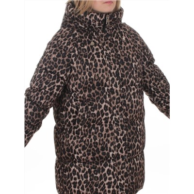2406 BROWN /LEOPARD Куртка зимняя женская (200 гр. холлофайбер)