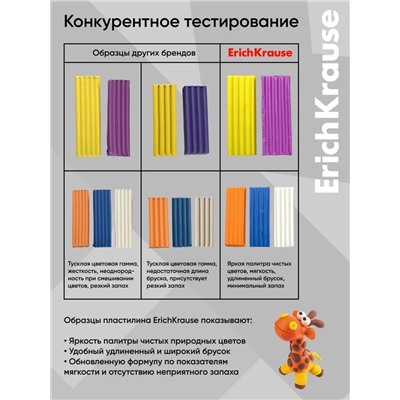 Пластилин 10 цветов 160 г Erich Krause, европодвес, экономичная упаковка