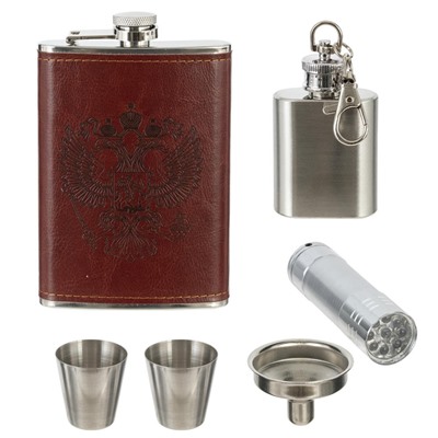 Набор с фляжкой 220 мл, 5 в 1, L11 W7 H18,5 см