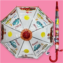 Зонт-трость детский прозрачный с рисунком полуавтомат Арт 603/1