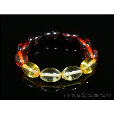 Браслет из янтаря рис 12*19мм радуга медово-вишневый