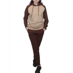 NOE103 BROWN/BEIGE Костюм спортивный женский (хлопок 90%, полиэстер 10%)