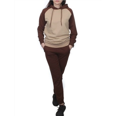 NOE103 BROWN/BEIGE Костюм спортивный женский (хлопок 90%, полиэстер 10%)
