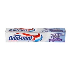 Зубная паста Odolmed3 White and Shine , очистка микрочастицами,  75 мл