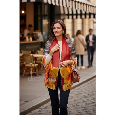 Шарф шифоновый с цветочным рисунком 3D Арт М52/2