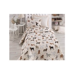 1 сп. Стеганое Покрывало Двустороннее 160x220 см. с Наволочкой 50x70 см. Havhav Krem