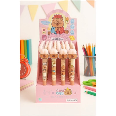 Ручка-мялка пиши-стирай "Capybara", шоубокс 24 шт.