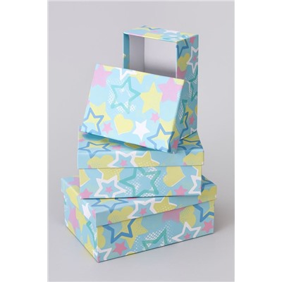 Набор подарочных коробок 3 в 1 «Stars and hearts», 18*12*7-21*14*8.5-23*16*9.5