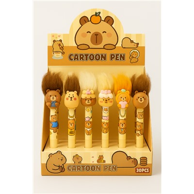 Ручка с волосами "Capybara with hair", mix, шоу-бокс 30 шт.