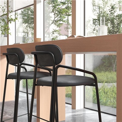 Стул полубарный Ror, Round, велюр, черный/черный