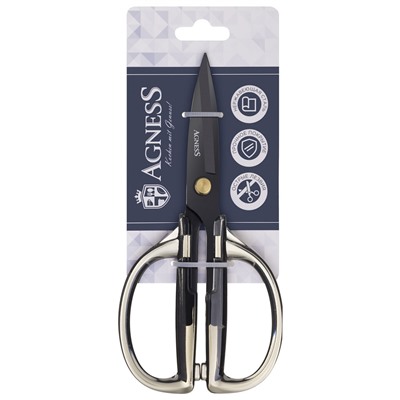 КУХОННЫЕ НОЖНИЦЫ ЦВЕТ ГРАФИТ, ГАЛЬВАНОПОКРЫТИЕ, 19,5СМ (МАЛ=12ШТ)