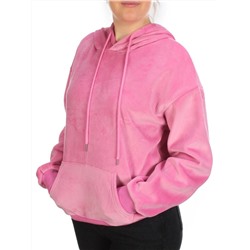 7004-7 PINK Худи велюровое женское на флисе