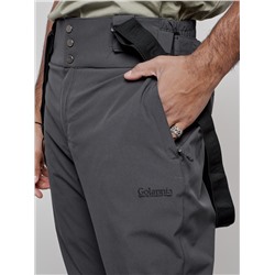 Полукомбинезон утепленный мужской зимний горнолыжный темно-серого цвета 7217TC