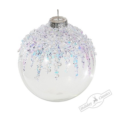 Шар "Синий иней" (стекло прозрачное) 8 см