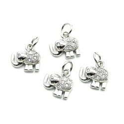 Подвеска Слоник 10*10мм с фианитами, серебристая