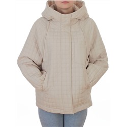 8039 LT. BEIGE Куртка стеганная демисезонная женская (100 гр. холлофайбер)