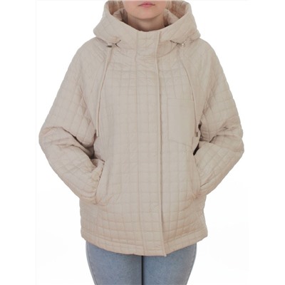 8039 LT. BEIGE Куртка стеганная демисезонная женская (100 гр. холлофайбер)