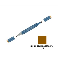 Маркер двусторонний для скетчинга Гамма "Студия", коричневый золотистый, корпус трехгранный, пулевид./клиновид. наконечники