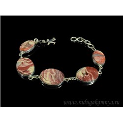 Браслет с яшмой в посеребрении, 19,5см.